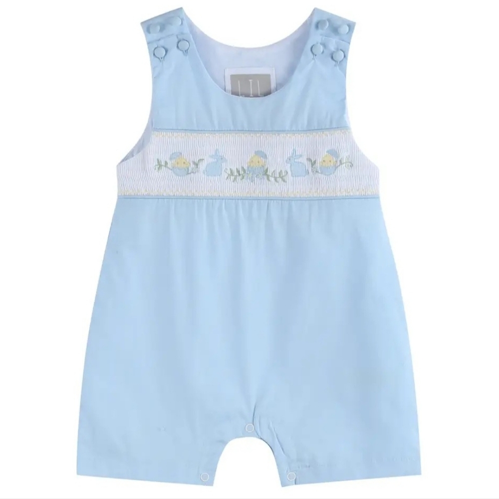 Lil' Cactus Blue Baby Easter Smocked Romper Sz 2T